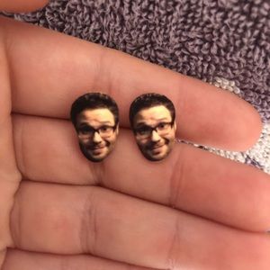 Seth Rogen homemade earrings